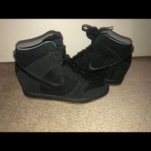 RARE Nike Sky dunk  black suede wedge sneakers